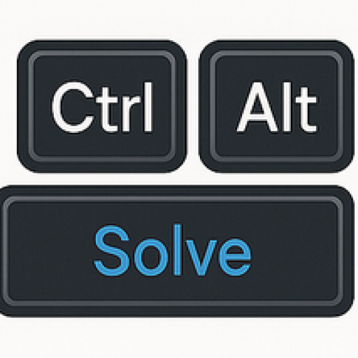Ctrl+Alt+Solve logo with keyboard-style keys representing tech support and problem-solving